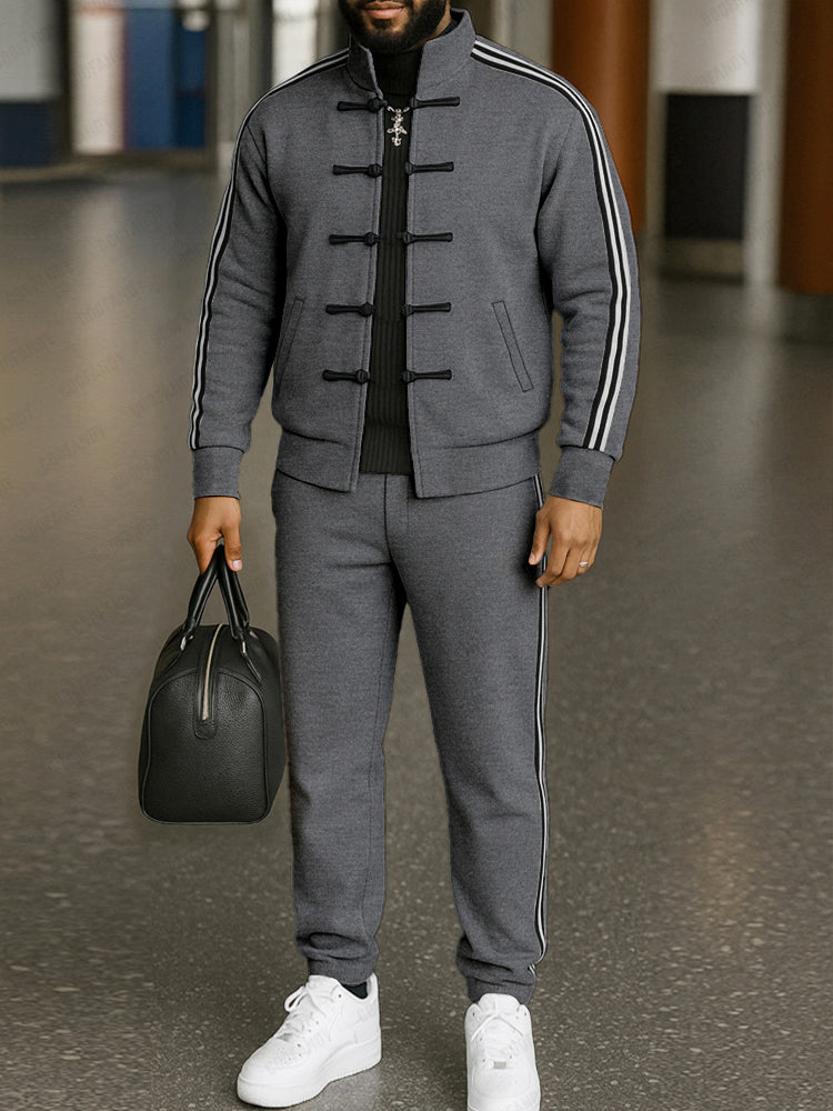 Modern Toggle Button Jacket Pants Set