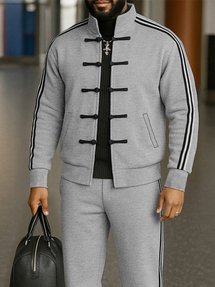 Modern Toggle Button Jacket Pants Set