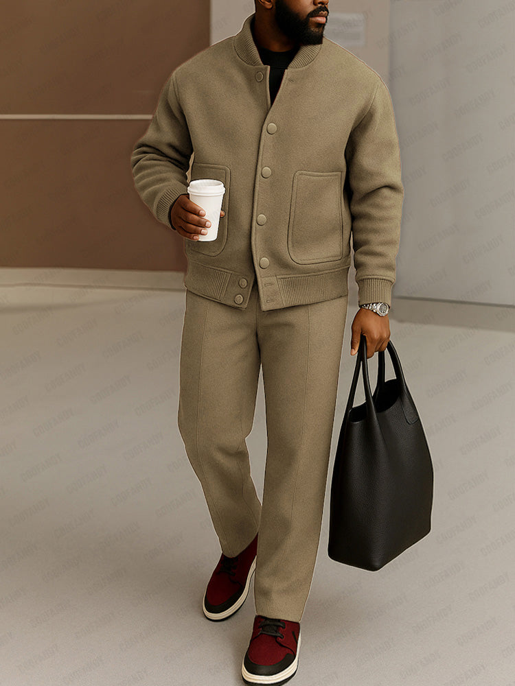 Modern Casual Jacket Pants Set