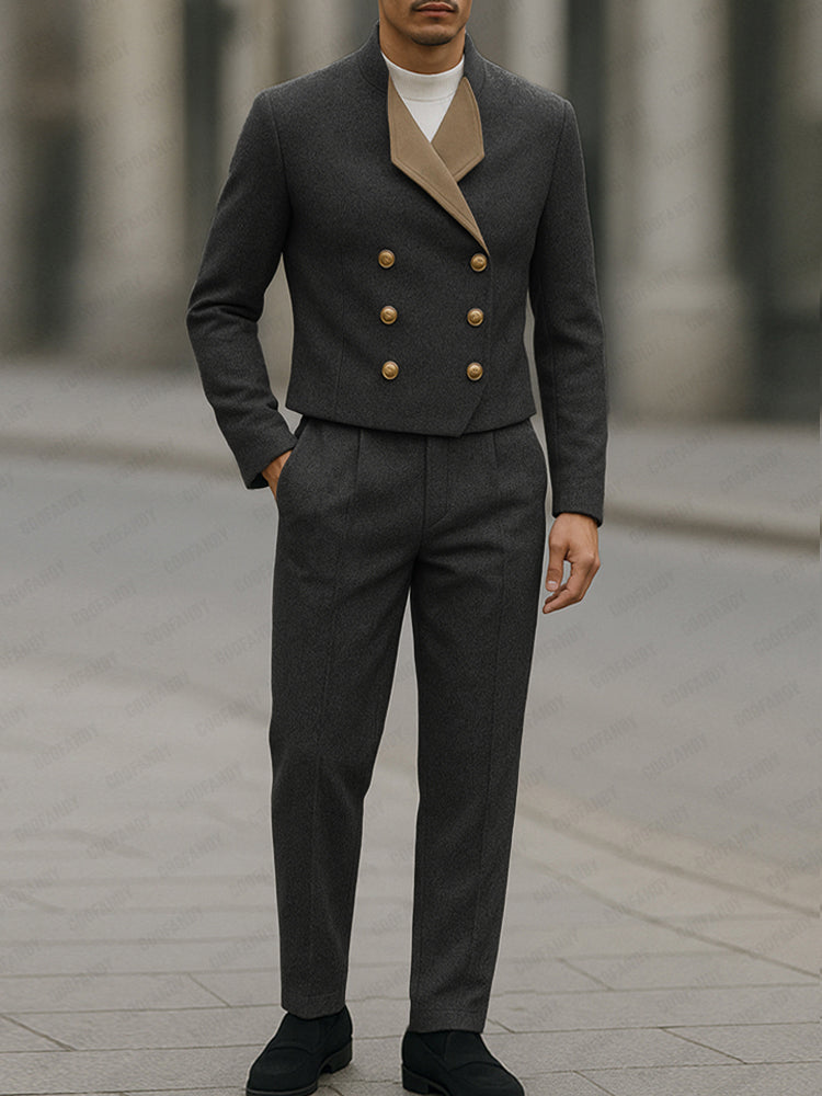 Smart Casual Designer Contrast Color Suit Set