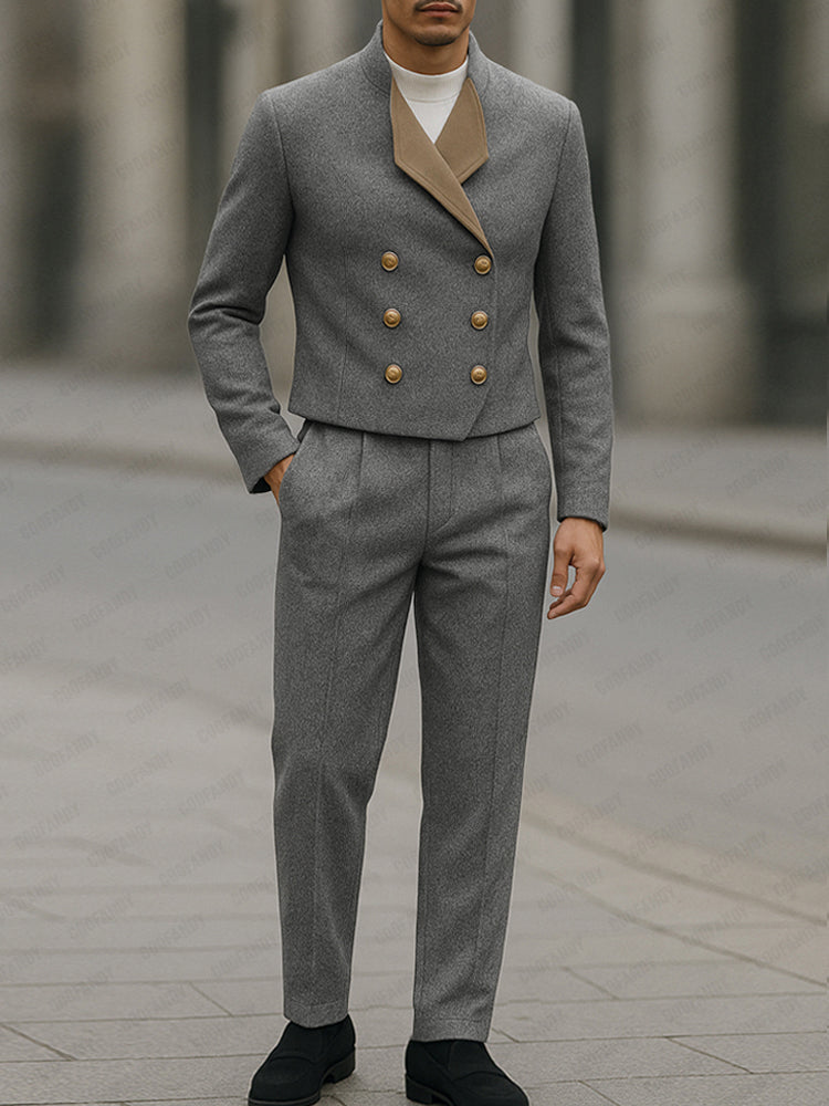 Smart Casual Designer Contrast Color Suit Set