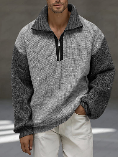 Unique Contrast Color Pullover Sweater