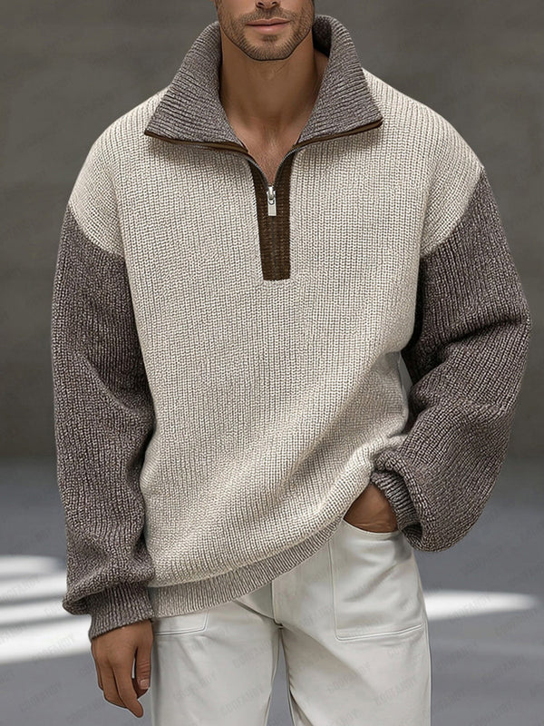 Unique Contrast Color Pullover Sweater