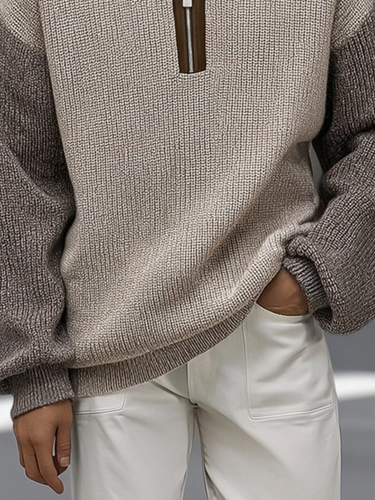 Unique Contrast Color Pullover Sweater