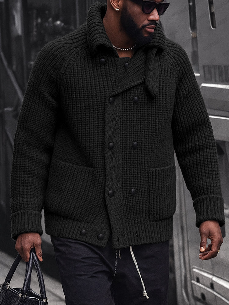Casual Double Breasted Knit Cardigan