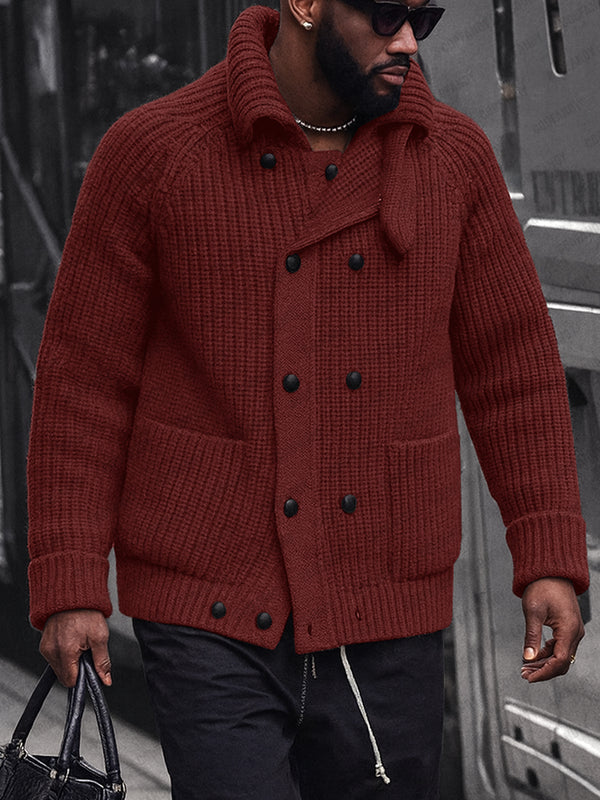 Casual Double Breasted Knit Cardigan