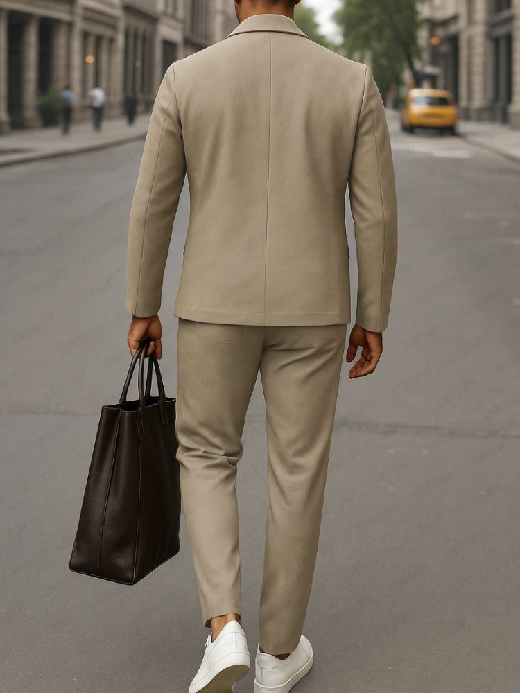 Elegant Modern Slanted Placket Suit Set