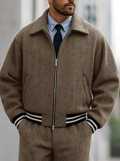 Vintage Herringbone Jacket Pants Set