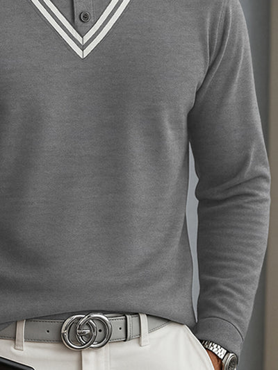 Versatile Colorblock Stripe Collar Shirt