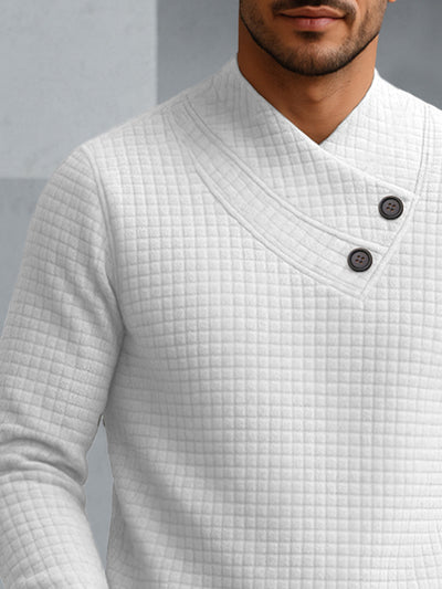 Casual Slanted Collar Square Jacquard Top