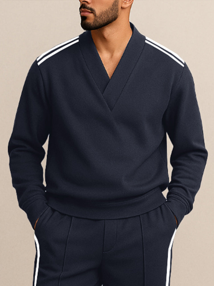 Simple Contrast Stripe Matching Set