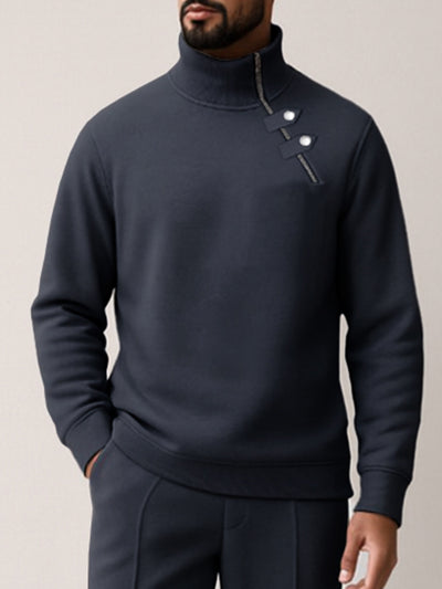 Stylish Diagonal Placket Top Pants Set