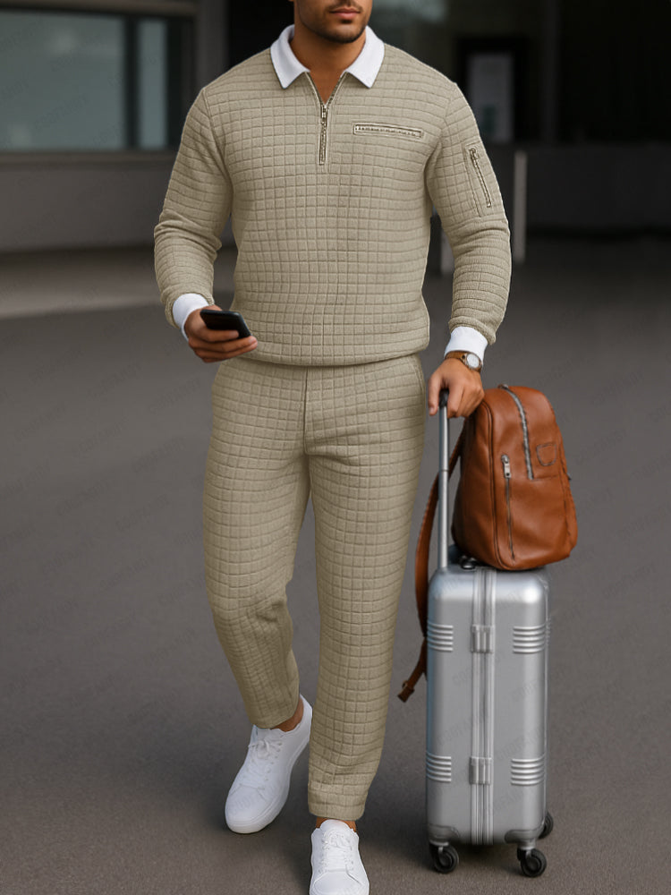 Casual Check Jacquard Matching Set