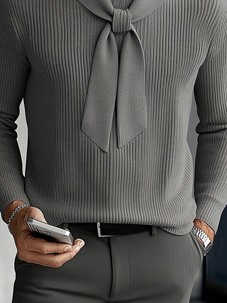 Modern Tie Neck Layering Knit Sweater