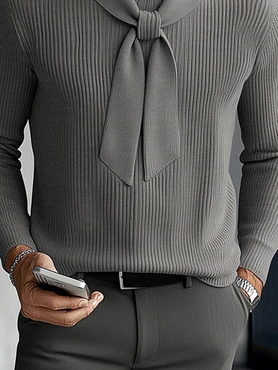 Modern Tie Neck Layering Knit Sweater