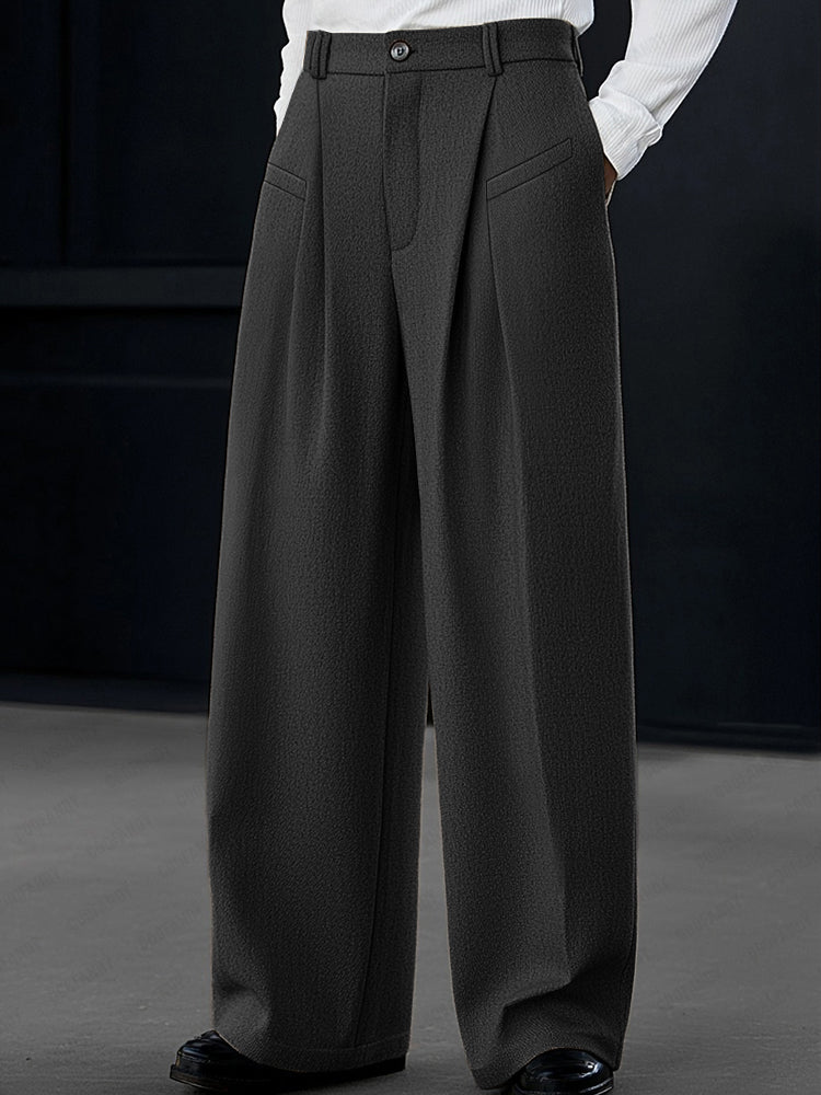 Casual Pleated Wide-Leg Pants