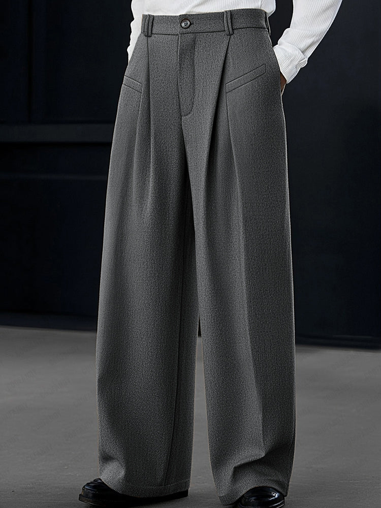 Casual Pleated Wide-Leg Pants