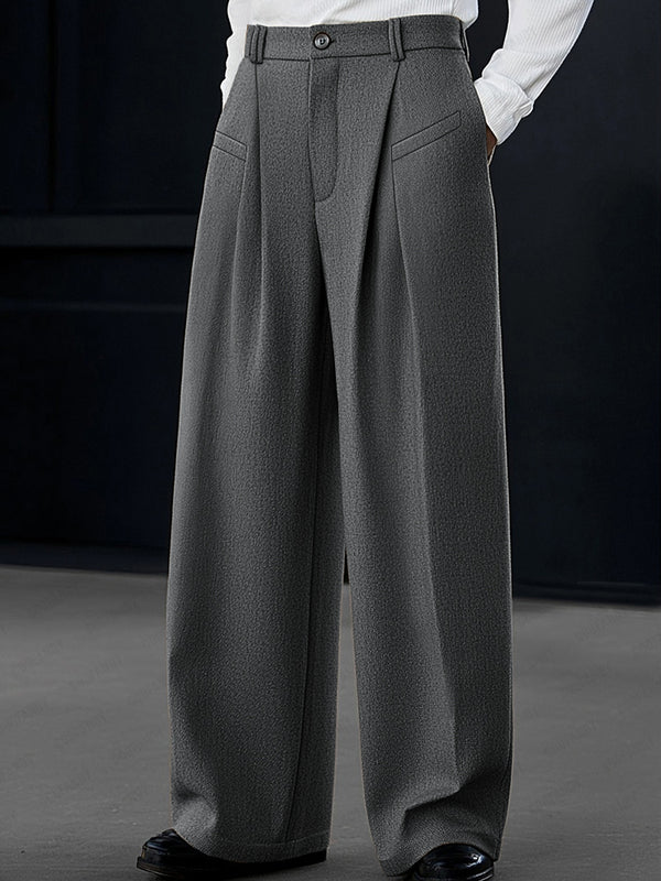 Casual Pleated Wide-Leg Pants