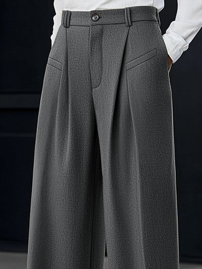 Casual Pleated Wide-Leg Pants