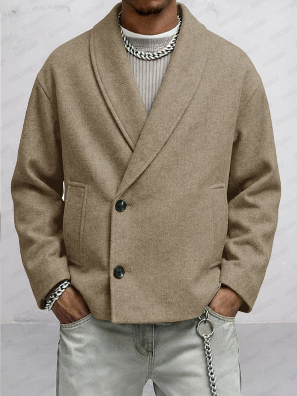 Casual Slant Placket Tweed Jacket