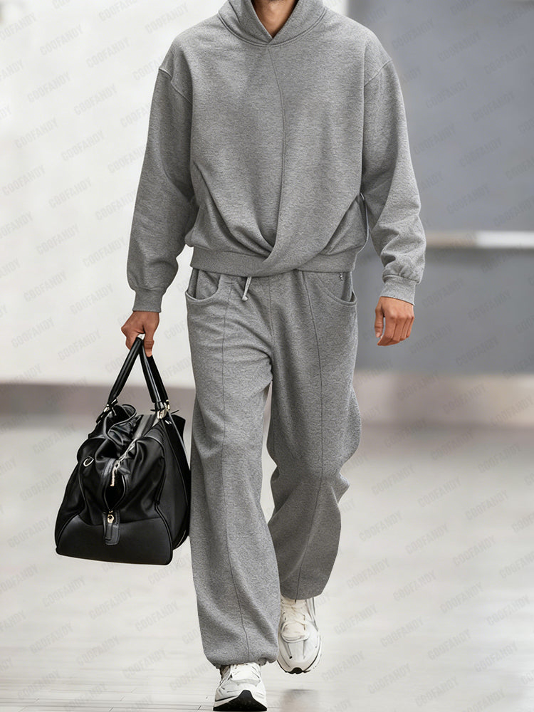 Sporty Hoodie and Pants Matching Set