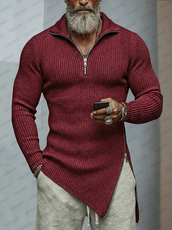 Trendy Asymmetric Hem Elastic Knit Top