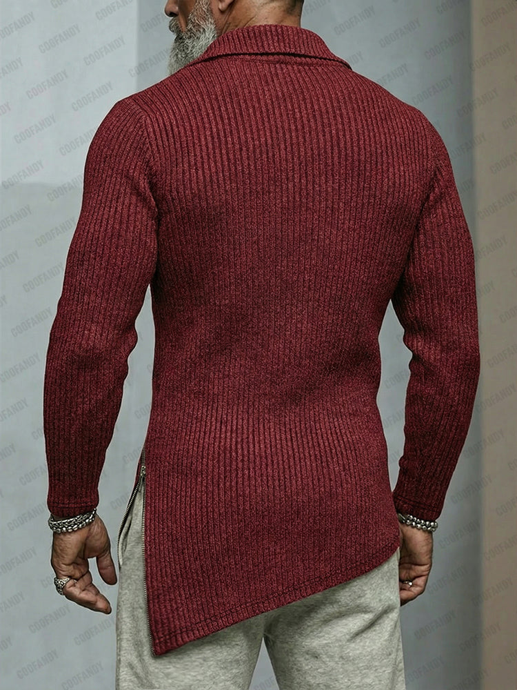 Trendy Asymmetric Hem Elastic Knit Top