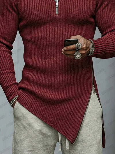 Trendy Asymmetric Hem Elastic Knit Top