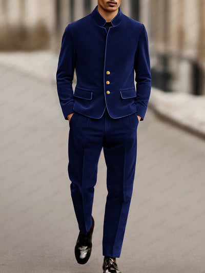 Elegant Velvet Blazer Jacket Pants Set