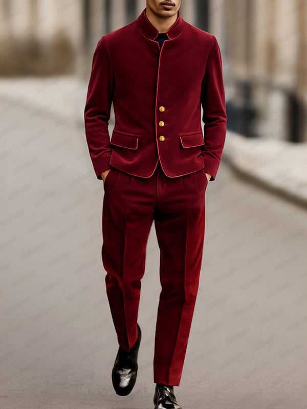 Elegant Velvet Blazer Jacket Pants Set
