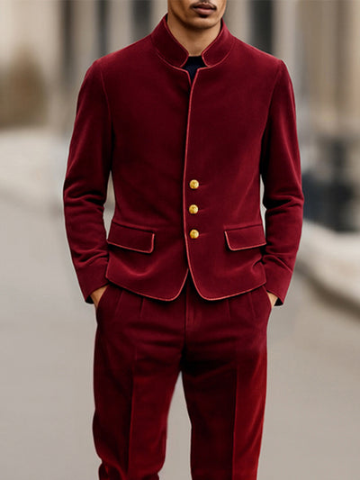 Elegant Velvet Blazer Jacket Pants Set