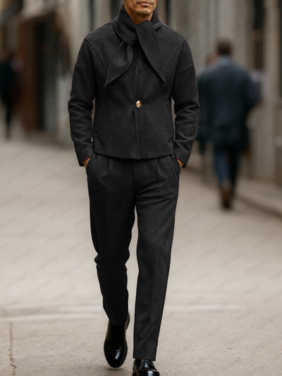 Bow Tie Design Blazer Pants Set