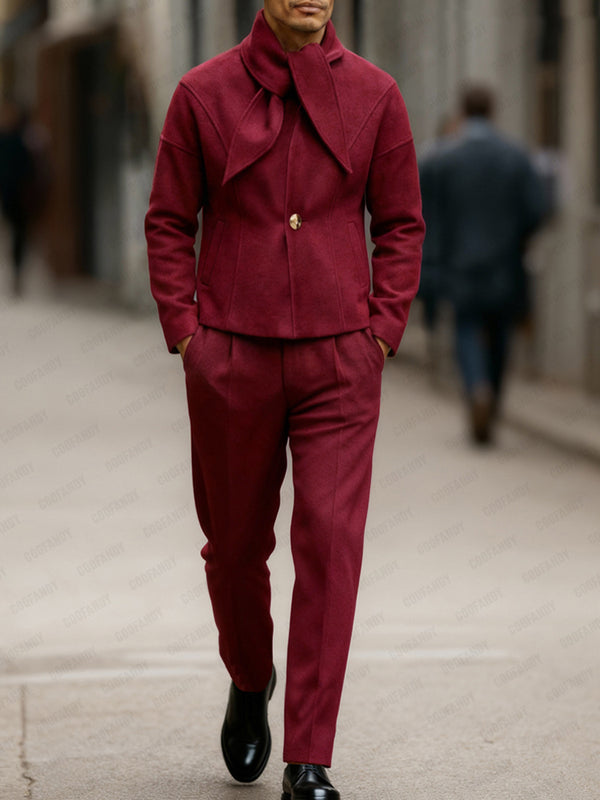 Bow Tie Design Blazer Pants Set