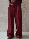 Asymmetric Placket Belt Accent Pants