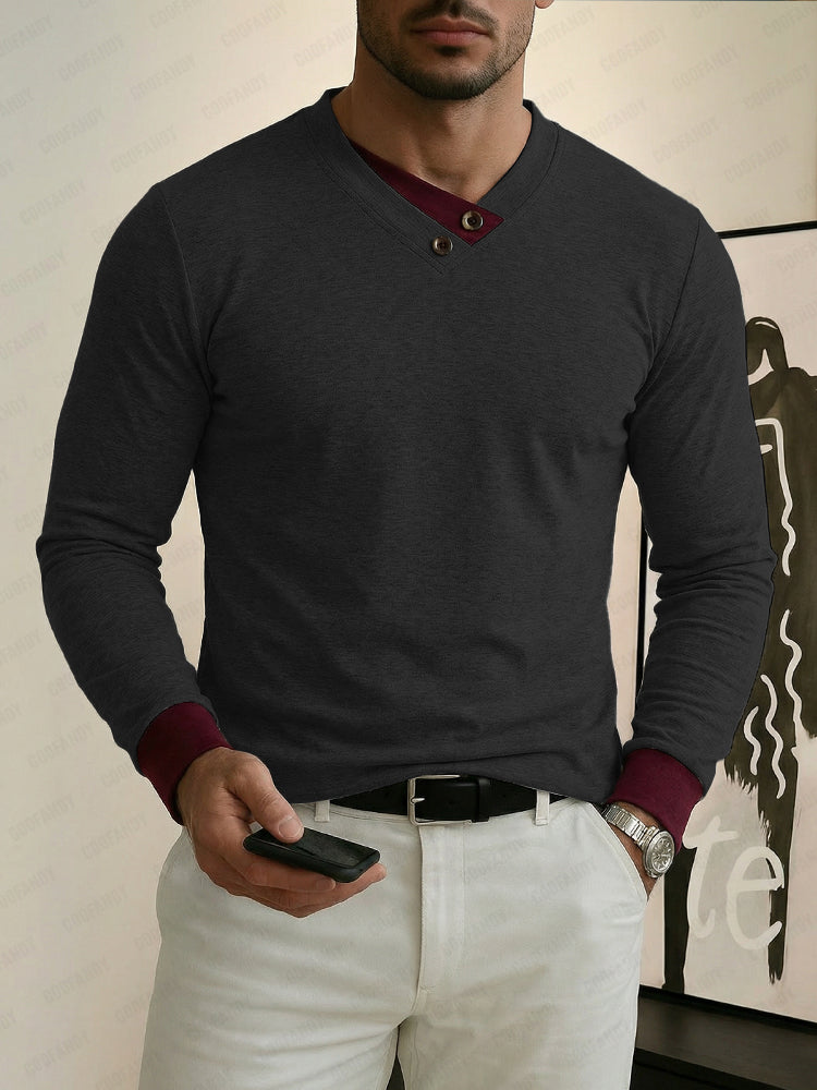 Comfort Contrast Trim Layering Top