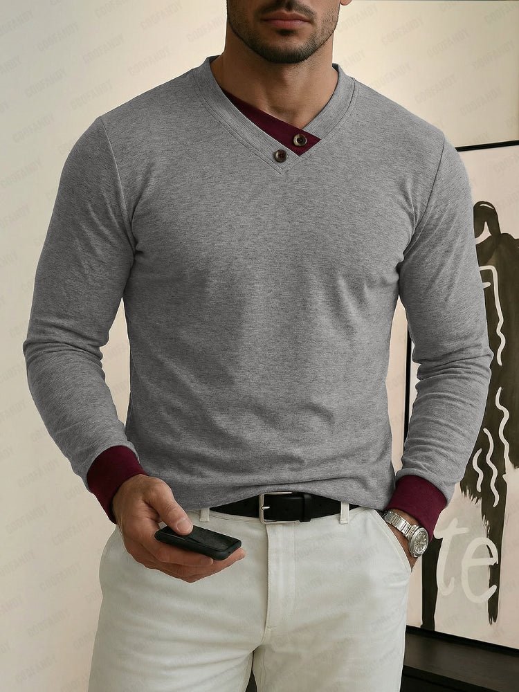 Comfort Contrast Trim Layering Top