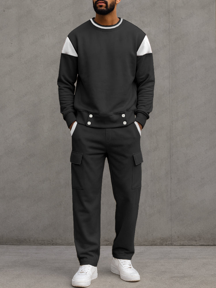 Urban Casual Color Block Sweatsuit Set