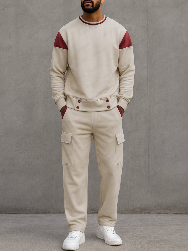 Urban Casual Color Block Sweatsuit Set