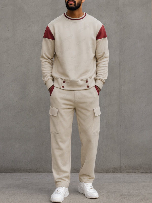 Urban Casual Color Block Sweatsuit Set
