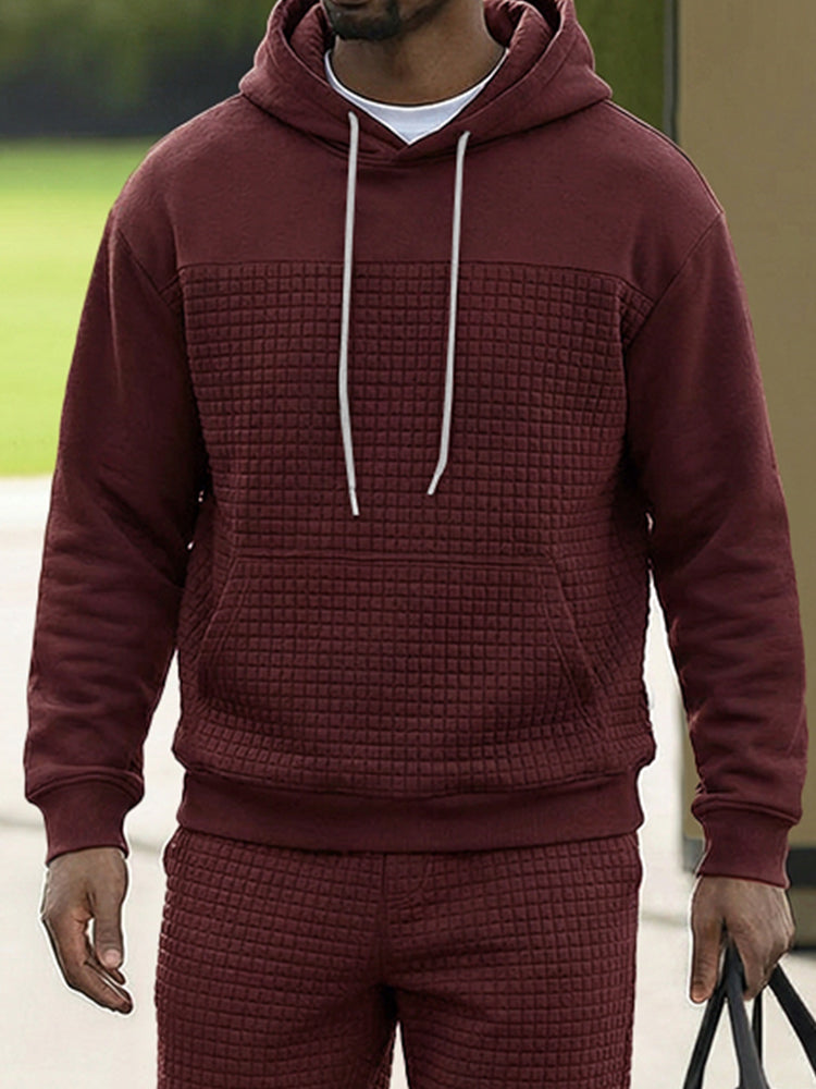 Casual Check Jacquard Sweatsuit Set