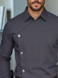 Unique Slant Placket Design Cotton Shirt