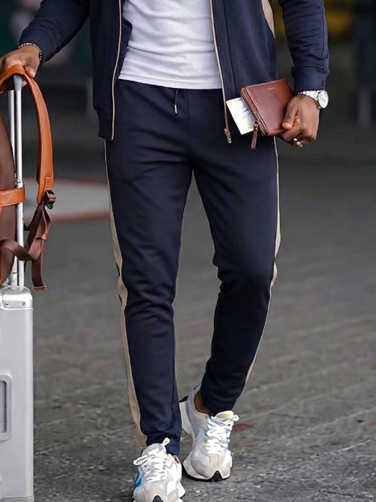 Stylish Two-Tone Jacket Pants Set