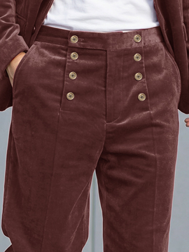 Premium Velvet High Waist Trousers