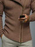 Trendy Slant Placket Knit Cardigan