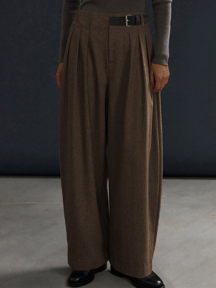 Casual Loose Belt Accent Pants