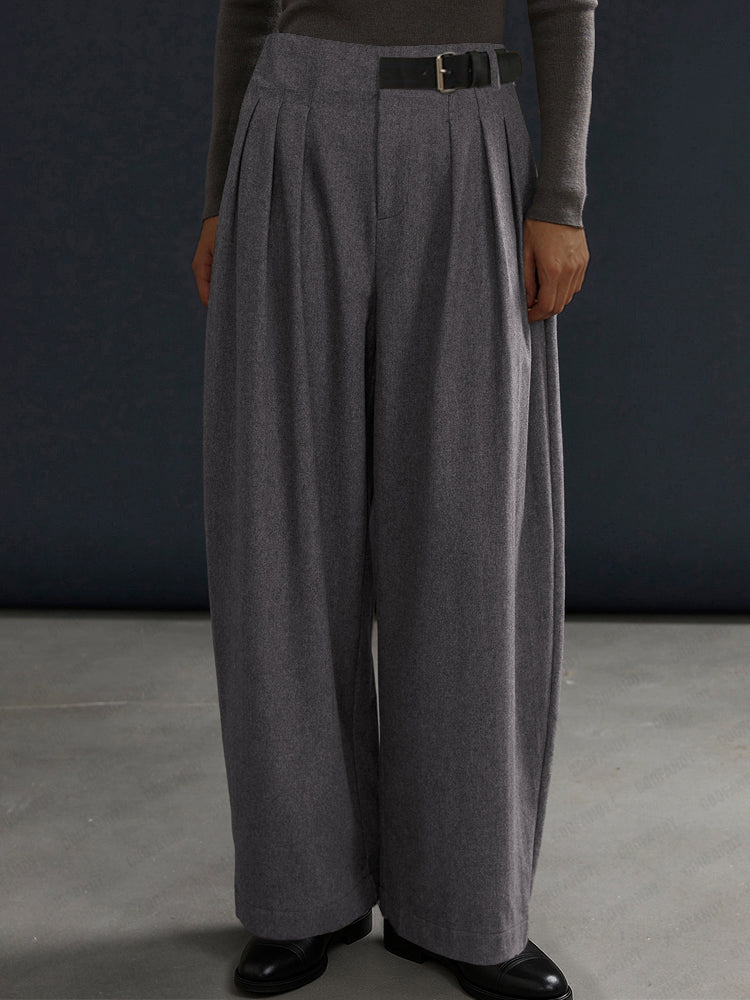 Casual Loose Belt Accent Pants