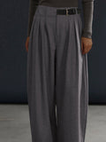 Casual Loose Belt Accent Pants