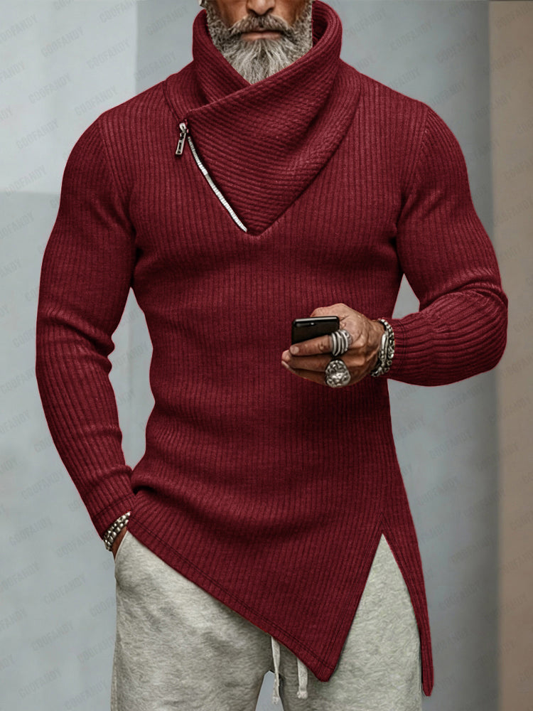 Trendy Asymmetric Knit Designer Sweater