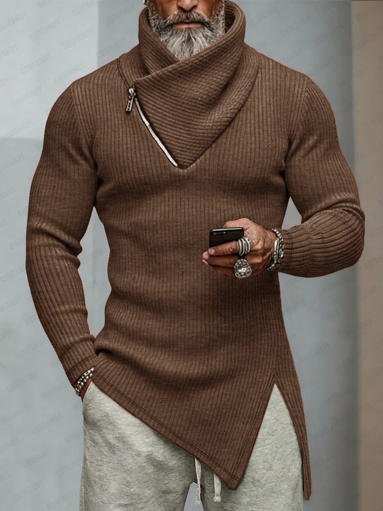 Trendy Asymmetric Knit Designer Sweater