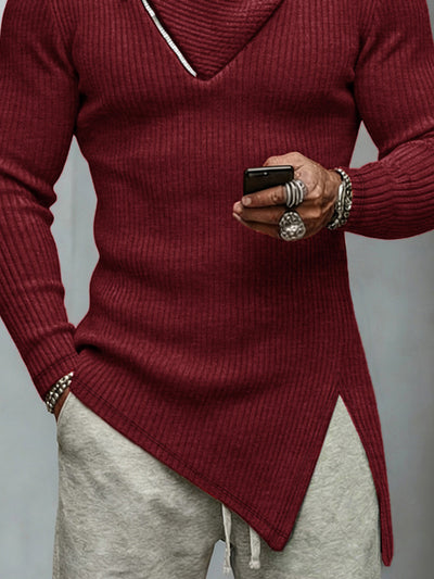 Trendy Asymmetric Knit Designer Sweater